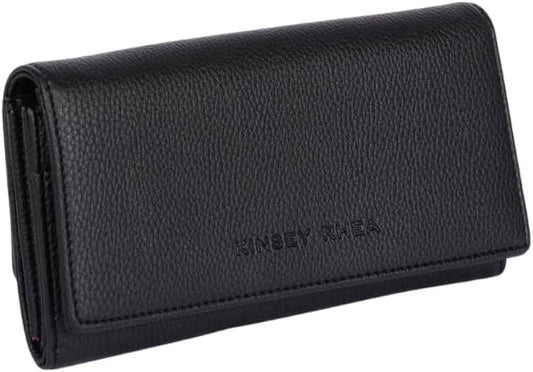 HOTKinsey Rhea Grace RFID Blocking Wallet, Multiple Card Slots, Zip Pocket (black)