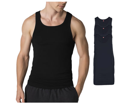 HOTHanes Men’s Tall 100% Cotton Ribbed Tank Tagless Undershirts, Multipack