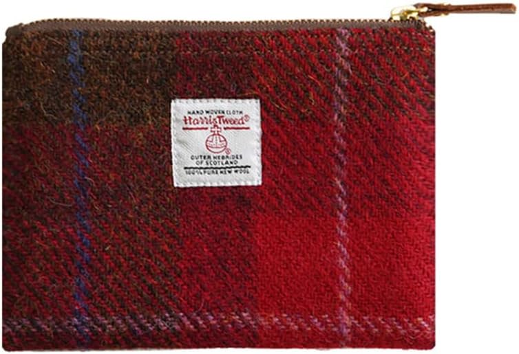 HOTHarris Tweed Coin Purse Handmade Lipstick Bag Vintage British Portable Credit Card ID Wallet with YKK Zipper for Women men (Mint Green, Large)