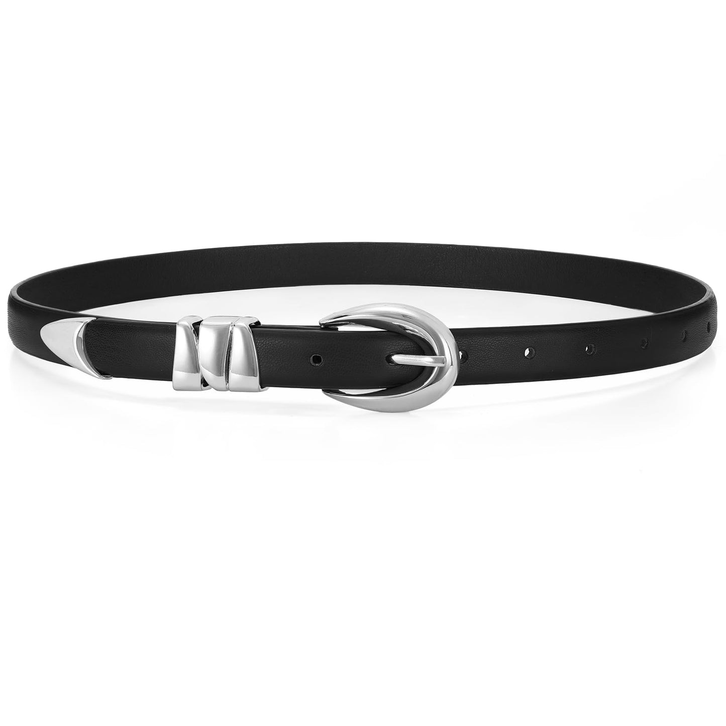 HOTWHIPPY Women Skinny Leather Belt for Jeans Pants Dresses Ladies Fashion Waist Belt with Shiny Gold Buckle