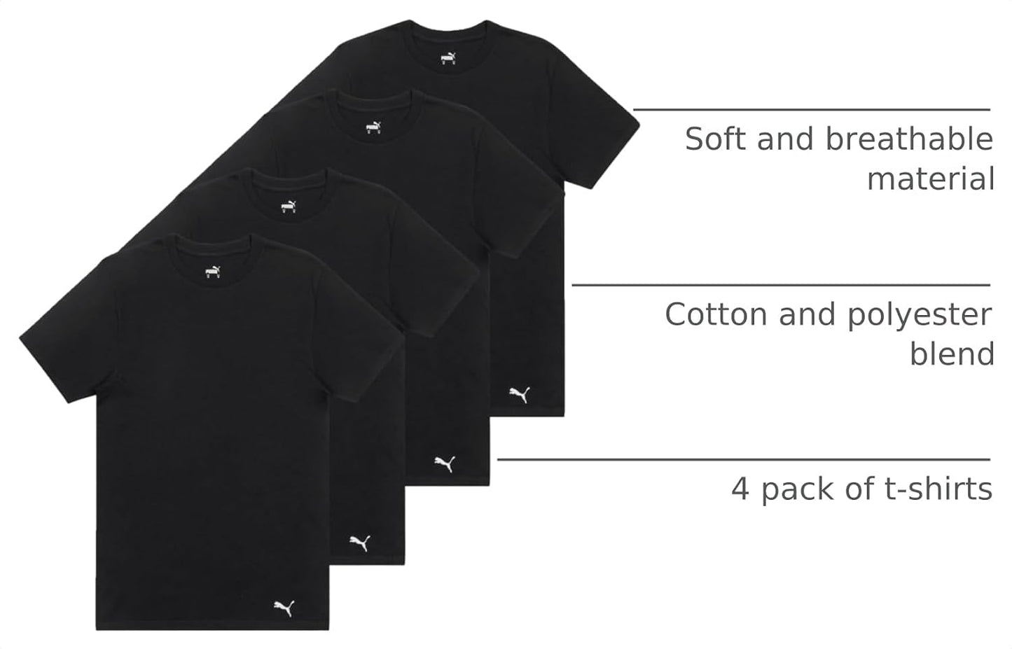 HOTPuma Men's 4 Pack Cotton Crewneck Short Sleeve T-Shirt