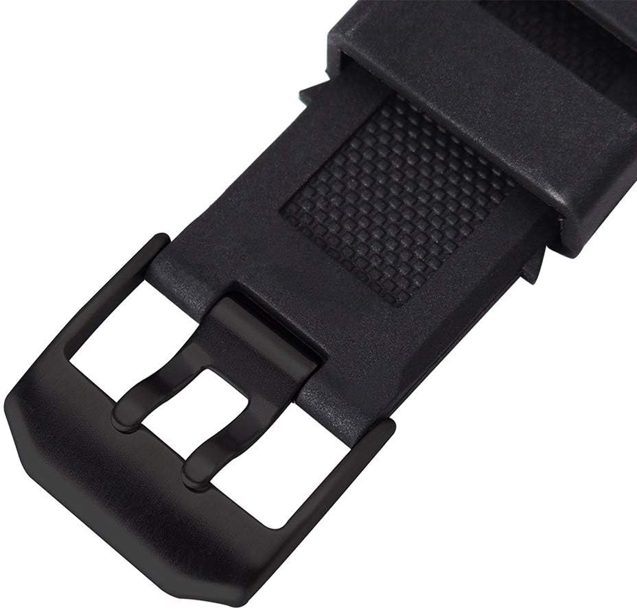 HOT23mm Rubber Watch Strap Fits 3050 8800 3950 Series Silicone Replacement Band with Black/Silver Buckle Waterproof (Black - Black Buckle)