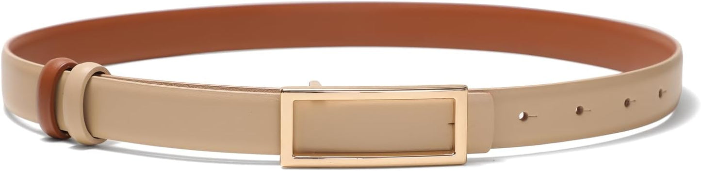 HOTYooAi Womens Belt Reversible Leather Belt Skinny Thin Fashion Designer Waist Belts for Jeans Pants Dresses