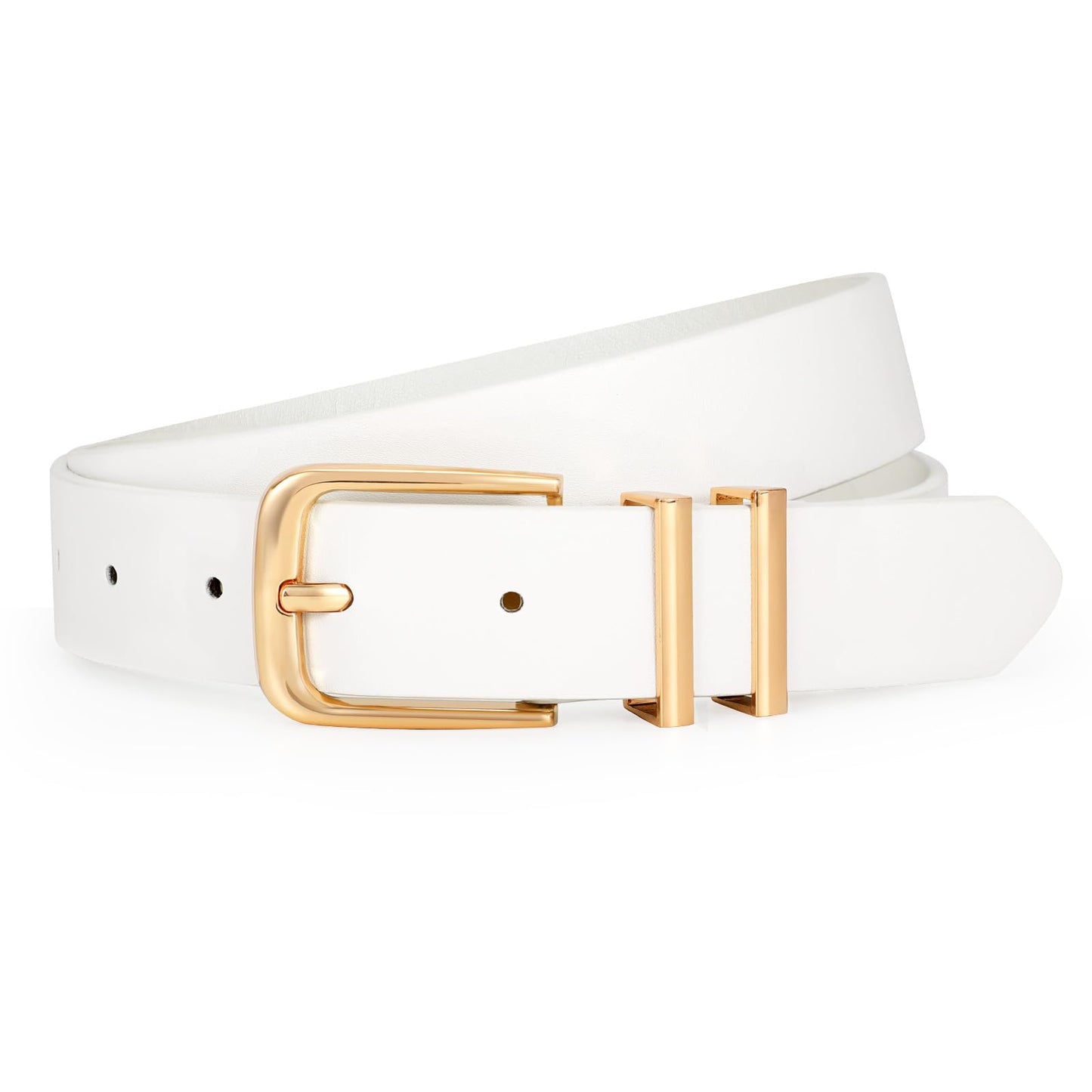 HOTVONMELLI Women's Soft Faux Leather Belt for Jeans Pants Dress Fashion Ladies Waist Belt with Gold/Silvery Buckle