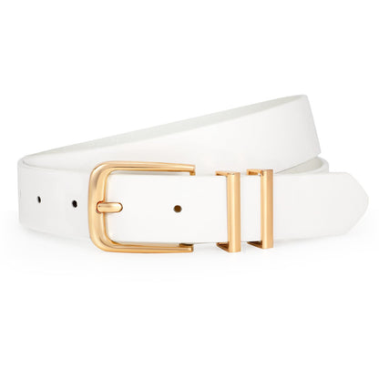 HOTVONMELLI Women's Soft Faux Leather Belt for Jeans Pants Dress Fashion Ladies Waist Belt with Gold/Silvery Buckle