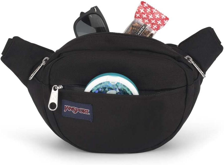 HOTJanSport Fifth Avenue Fanny Pack Crossbody Bags for Women, Men - Stylish, Durable Waist Bag with Adjustable Belt, Main Zippered Pocket, Quick Stash Pocket, Travel Essentials, Black