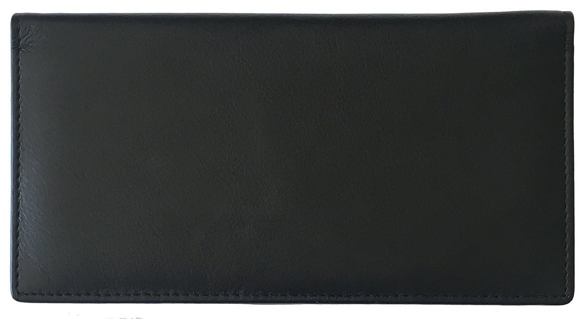 HOTRFID Leather Checkbook Cover With Credit Card Slots and Pen Holder