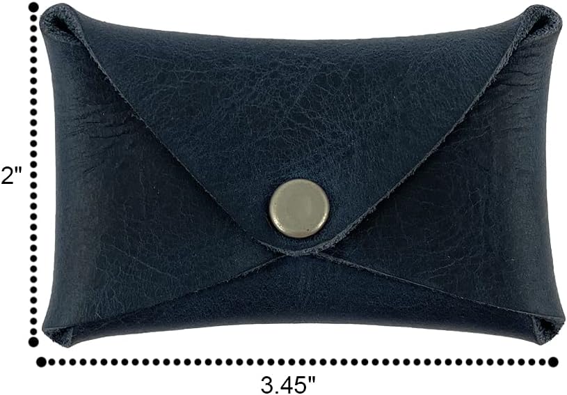 HOTHide & Drink, Rustic Leather Envelope Shaped Coin Case, Secret Bag Miniature World, Handmade (Slate Blue)