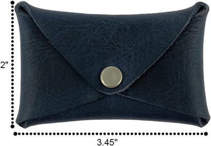 HOTHide & Drink, Rustic Leather Envelope Shaped Coin Case, Secret Bag Miniature World, Handmade (Slate Blue)