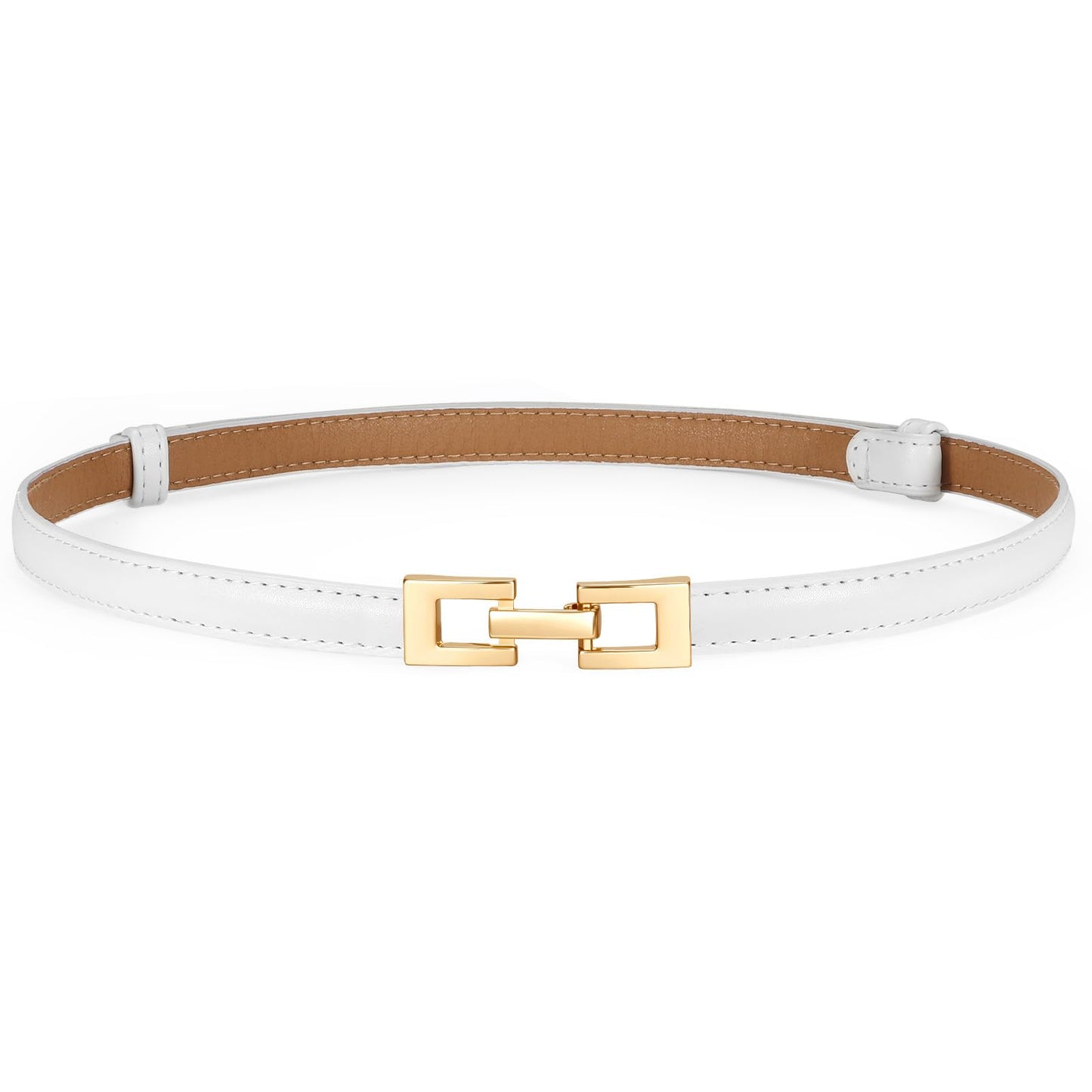 HOTXZQTIVE Women's Thin Leather Belt – Adjustable Casual Office Belt for Dresses Jeans Pants – Gold Buckle, Multi-Color