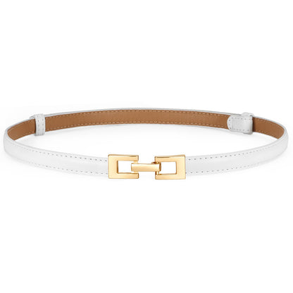 HOTXZQTIVE Women's Thin Leather Belt – Adjustable Casual Office Belt for Dresses Jeans Pants – Gold Buckle, Multi-Color
