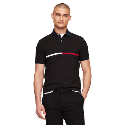 HOTTommy Hilfiger Men's Short Sleeve Cotton Pique Flag Graphic Polo Shirt in Custom Fit