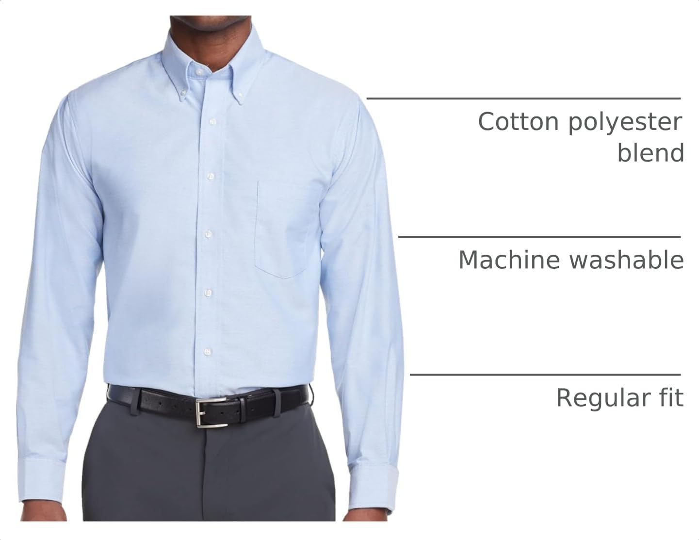 HOTVan Heusen Men's Regular Fit Oxford Solid Buttondown Collar Dress Shirt