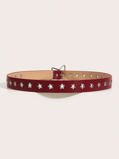HOTVerdusa Women's Double Grommet Y2K Leather Belt Star Punk Buckle Belts | Leather Belt Women, Y2k Belt, Y2k Accessories, Star Belt, Concert Outfits Women