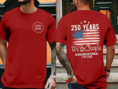 HOT250th Anniversary Shirts for Men 4th of July Shirt America Flag Patriotic Graphic Independence Day Casual Tops