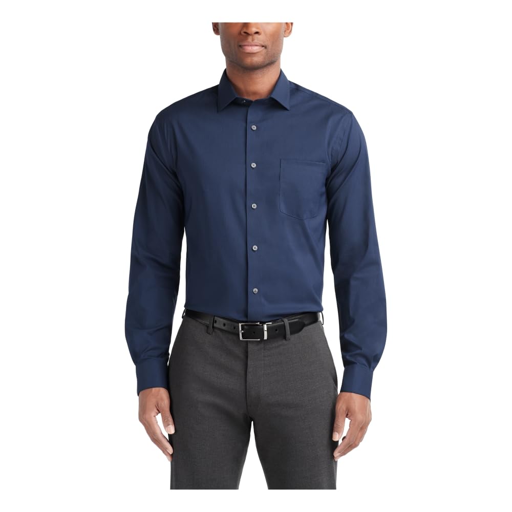 HOTVan Heusen Men's Dress Shirt Regular Fit Ultra Wrinkle Free Flex Collar Stretch Solid