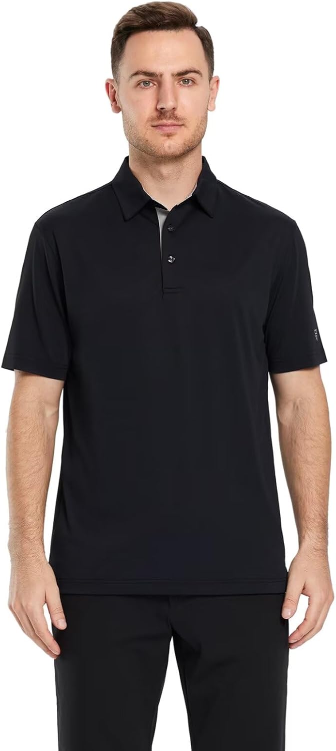 HOTMens Golf Shirt Short and Long Sleeve Moisture Wicking Dry Fit Performance Solid Casual Pique Golf Polo Shirts for Men