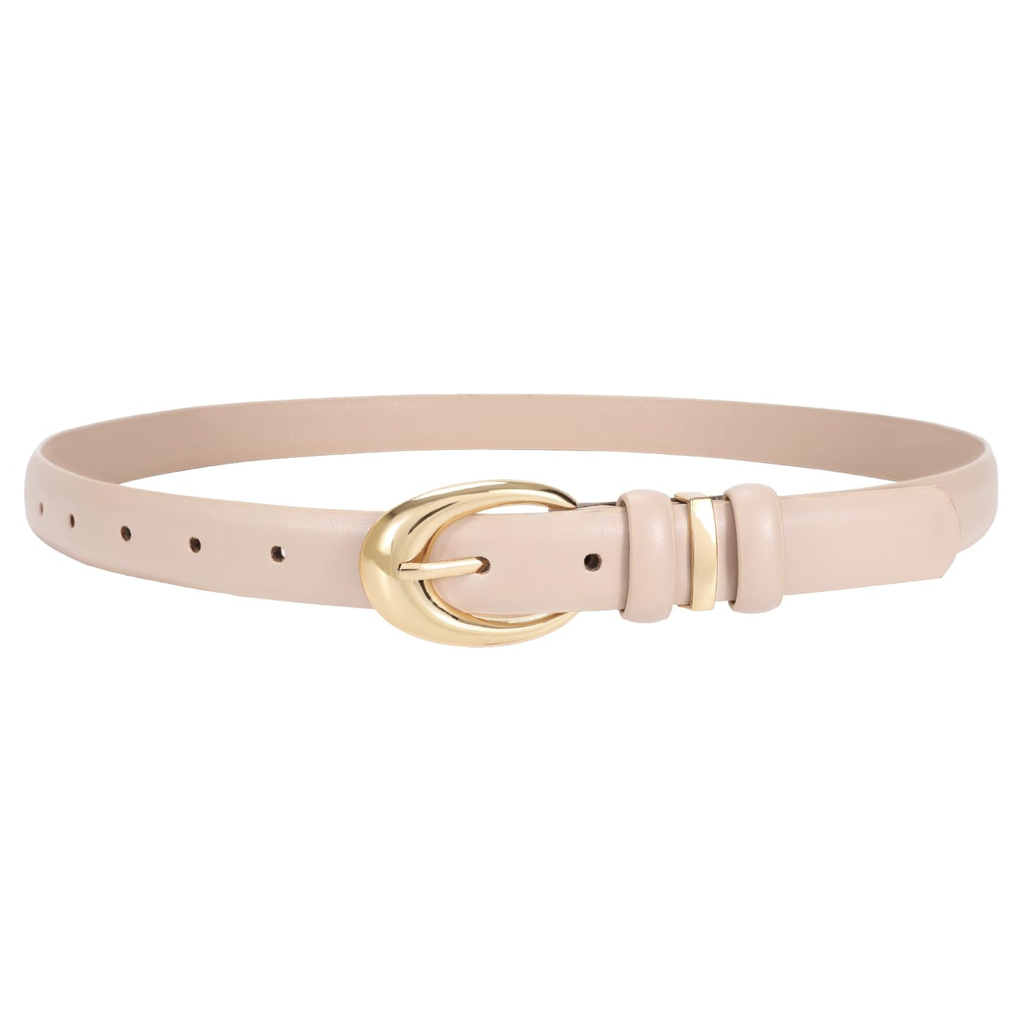 HOTTRIWORKS Women Leather Belt for Jeans Pants Fashion Ladies Skinny Faux Leather Dress belt with Gold Buckle