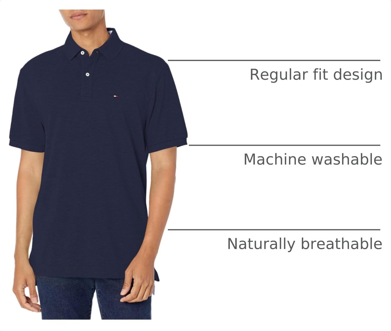 HOTTommy Hilfiger Mens Short Sleeve Cotton Pique Polo Shirt in Regular Fit
