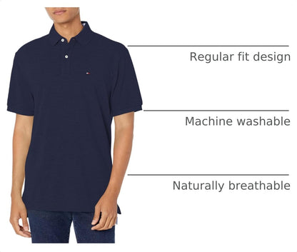 HOTTommy Hilfiger Mens Short Sleeve Cotton Pique Polo Shirt in Regular Fit