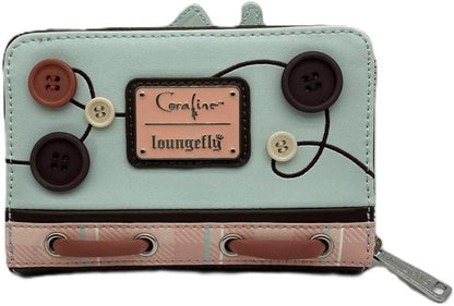 HOTLoungefly Coraline Garden Party Zip-Around Wallet – Officially Licensed, Faux Leather, Embroidered Details, Multiple Card Slots
