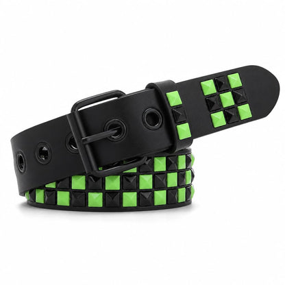 HOTStudded Belt, Metal Punk Rock Rivet Belt with Bright Pyramid Studded for Women Men