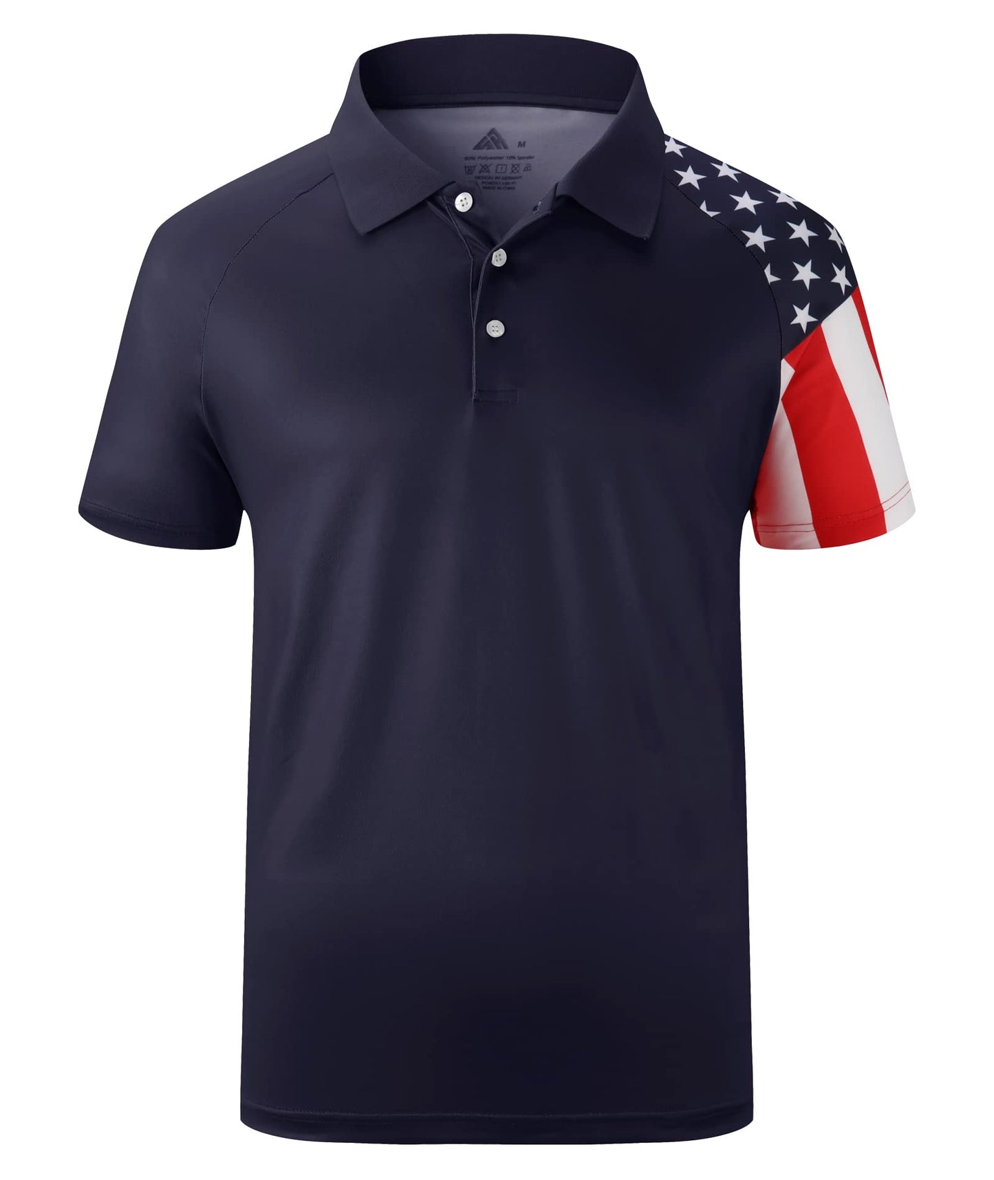 HOTV VALANCH Mens American Falg Polo Shirts Short Sleeve Performance Patriotic Shirt Funny Golf Shirt