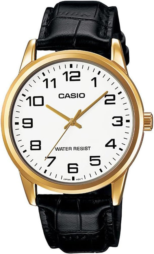 HOTCasio Men's MTPV001GL-7B Black Leather Quartz Watch