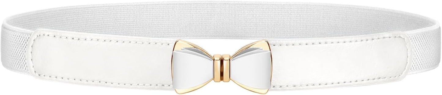 HOTVONMELLI Womens Skinny Elastic Belt Stretchy Bow Belt for Women Dresses Thin Waist Ladies Belts
