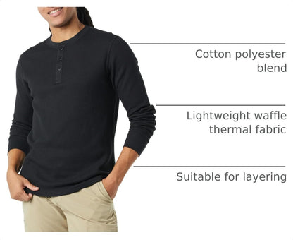 HOTAmazon Essentials Men's Long Sleeve Waffle Henley Shirt