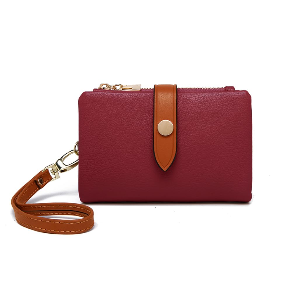HOTWallets for Women Small Bifold Rfid Leather Ladies Wallets,Compact Wristlet Womens Billfold,Trifold Card Holder with Multi Credit Card Slot Zipper Coin Pocket and Wrist Strap(White)