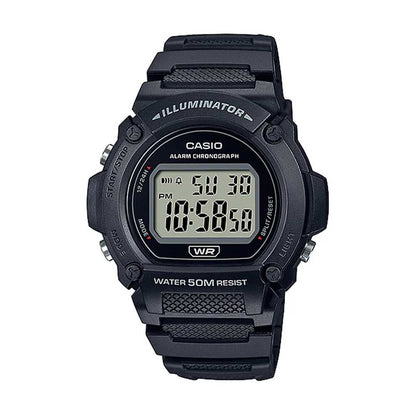 HOTCasio W219H Series | Men’s Digital Watch | 50M WR | LED Illuminator | 100 SEC Chronograph | 1/100 SEC Stopwatch | Daily Alarm | Hourly Time Signal | Auto Calendar | 7 Year Battery