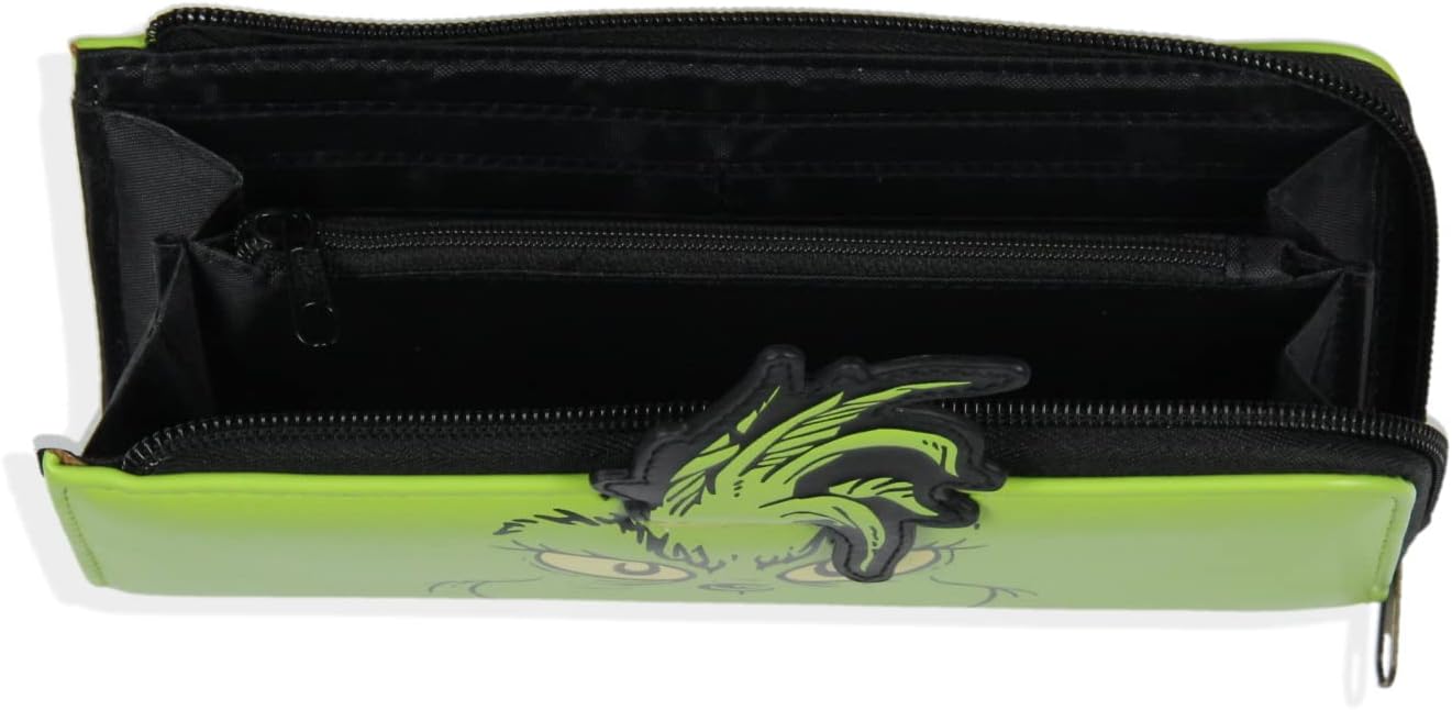 HOTBioworld Dr. Seuss How The Grinch Stole Christmas 3D Character Faux Leather Zip Closure Wallet