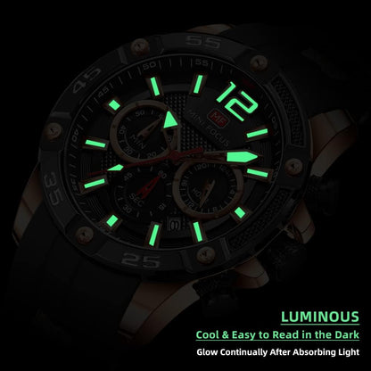 HOTMF MINI FOCUS Men Watches Unique Casual Wrist Watches (Chronograph/Waterproof/Luminous/Calendar/24 Hours) Silicon Band Fashion Watches for Men