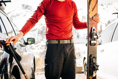 HOTArcade Men's Long Belt, Up to 50 Inch Waist, Stretch Webbing, Non-Metal Travel Friendly Buckle, Ski & Snowboard Belt