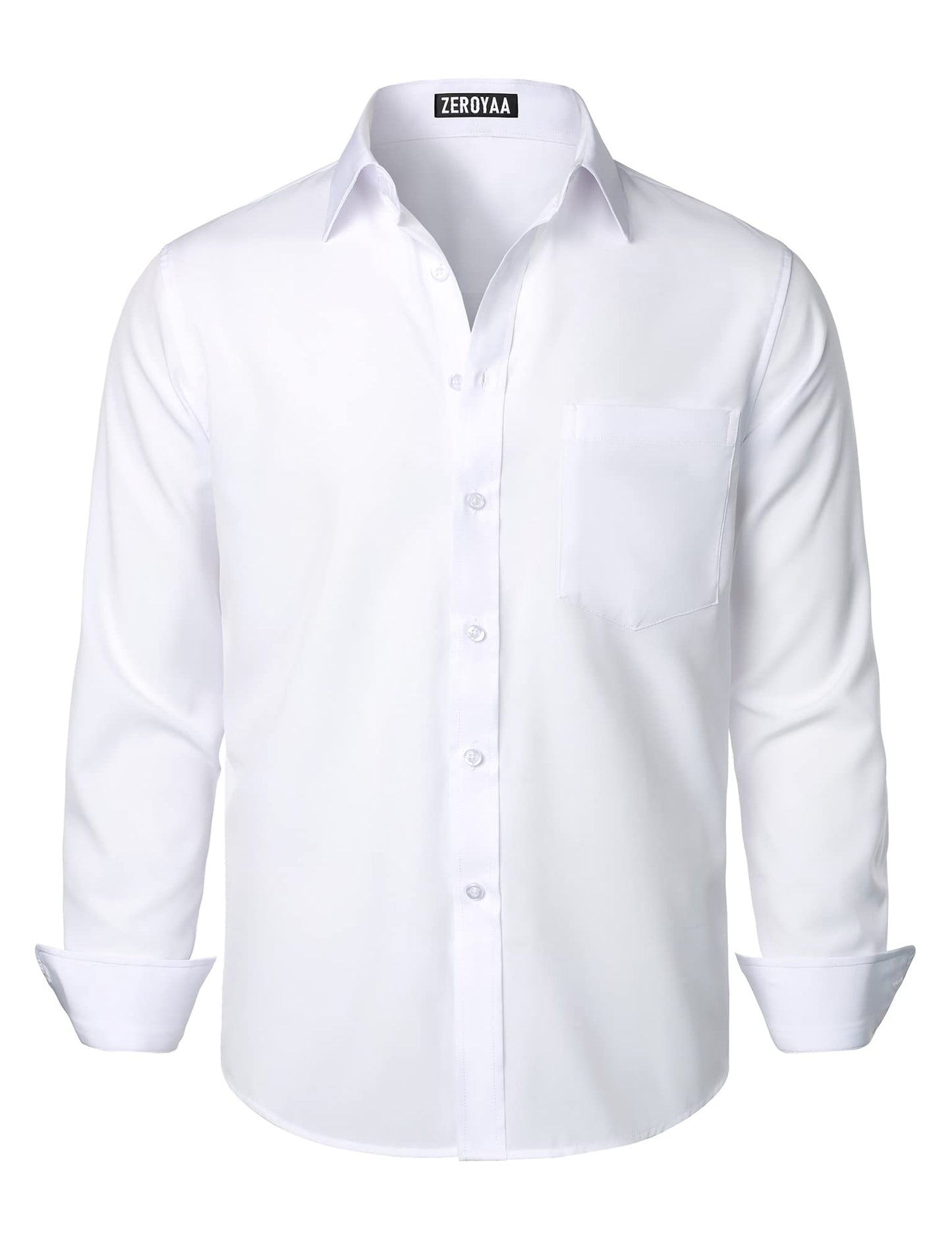 HOTZEROYAA Men's Regular Fit Dress Shirt Solid Wrinkle-Free Long Sleeve Casual Business Button Up Shirts with Pocket