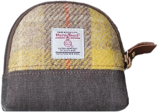 HOTHarris Tweed Women’s Small Coin Purse | Period Bag | Canvas & Wool Change Pouch with YKK Zipper (Blue pink)