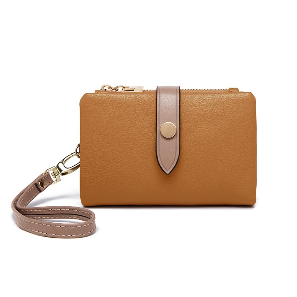 HOTWallets for Women Small Bifold Rfid Leather Ladies Wallets,Compact Wristlet Womens Billfold,Trifold Card Holder with Multi Credit Card Slot Zipper Coin Pocket and Wrist Strap(White)