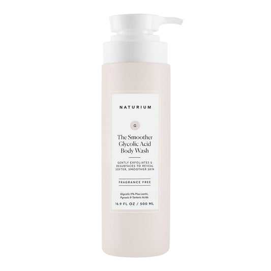 HOTNaturium The Smoother Glycolic Acid Exfoliating Body Wash, Soft & Smoothing Cleanser, 16.9 oz