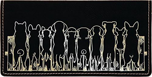 HOTCAROUSELCHECKS Peeking Pups Laser Engraved Leatherette Checkbook Cover
