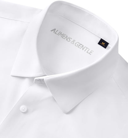 HOTAlimens & Gentle Stretch Mens Dress Shirts Slim Fit Long Sleeve Casual Skinny Muscle Fit Wrinkle Free Button Down Shirt