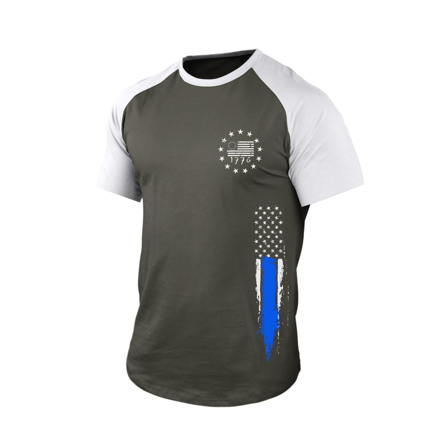 HOTH HYFOL Men's Graphic T-Shirts USA Flag Cotton Short Sleeve American Patriotic Crewneck Casual Regular Tee Shirts