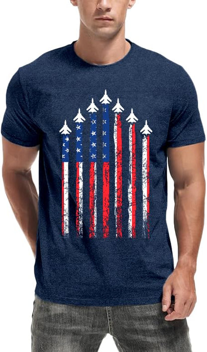 HOTMens Air Force Patriotic Shirts American Flag T-Shirt 4th of July Short Sleeve USA Memorial Day Tee Tops