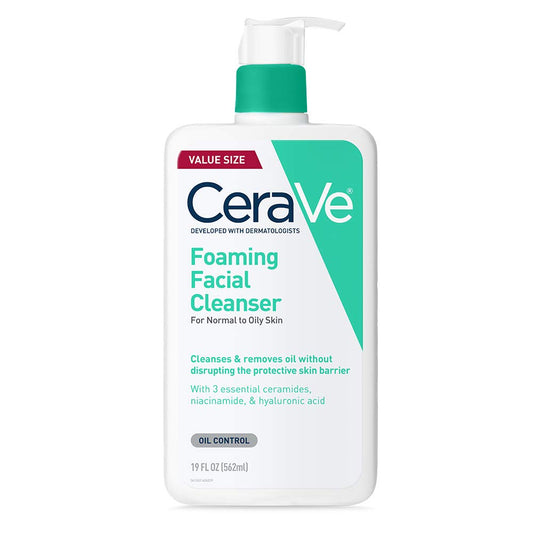 HOTCeraVe Foaming Facial Cleanser, Daily Face Wash for Oily Skin, Hyaluronic Acid + Ceramides + Niacinamide, Fragrance Free, Non-Drying Oil Control Face Wash, 19 Fluid Ounces