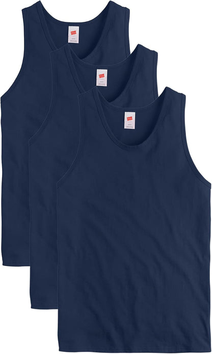 HOTHanes Men's Essentials Tank Top Pack, Midweight Cotton Tanks, Sleeveless Shirts, 3-Pack