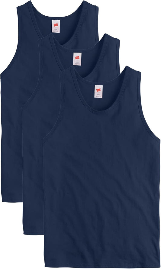 HOTHanes Men's Essentials Tank Top Pack, Midweight Cotton Tanks, Sleeveless Shirts, 3-Pack