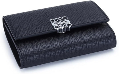 HOTWomen Wallet Genuine Leather Short Trifold Card Case Holder Organizer Zipper Coin Purse (Black)