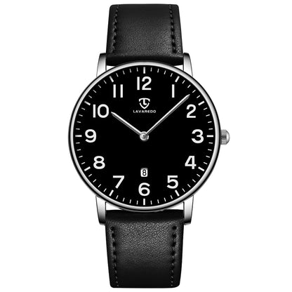 HOTBEN NEVIS Watch, Mens Watch, Minimalist Fashion Simple Wrist Watch Analog Date with Leather Strap