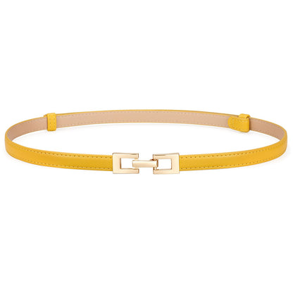 HOTXZQTIVE Women's Thin Leather Belt – Adjustable Casual Office Belt for Dresses Jeans Pants – Gold Buckle, Multi-Color