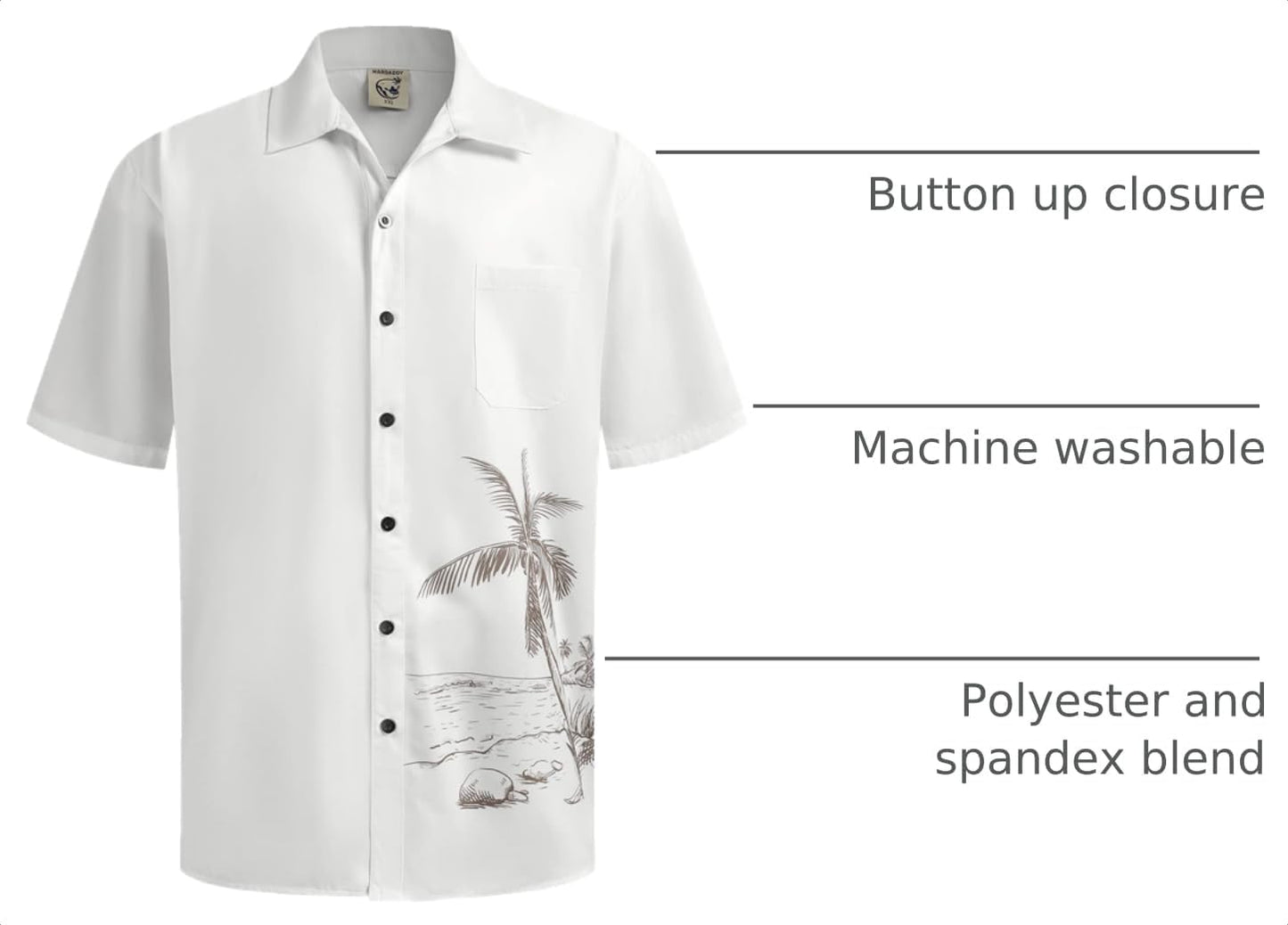 HOTHardaddy Men's Hawaiian Shirt Short Sleeves Coconut Printed Button Down Summer Beach Casual Shirts